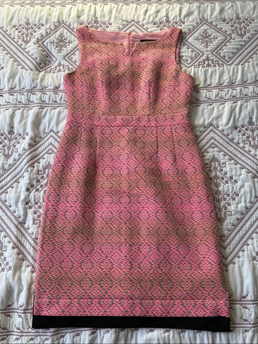 Nanette Lepore Pink and Black Textured Sleeveless Midi Dress